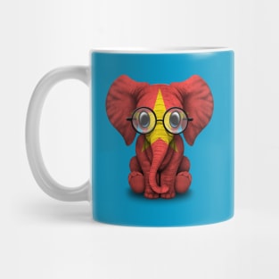 Baby Elephant with Glasses and Vietnamese Flag Mug